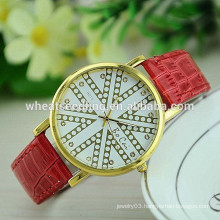 Lady gift hot sale pu leather analog digital wrist watch